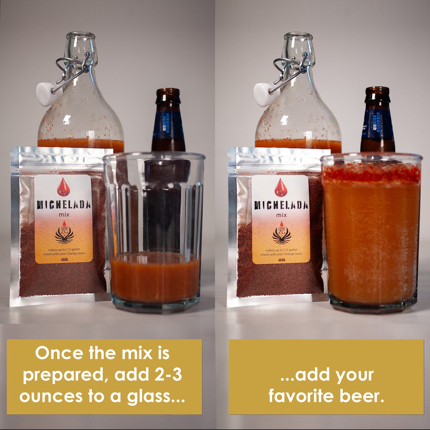 Michelada Mix. Beer Cocktail Mix Mocktail Mix. Makes upt to 1/2 Gallon.